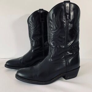 Laredo Cowboy Boots Men 11 Black Leather Pointed Toe Western Rodeo Workwear